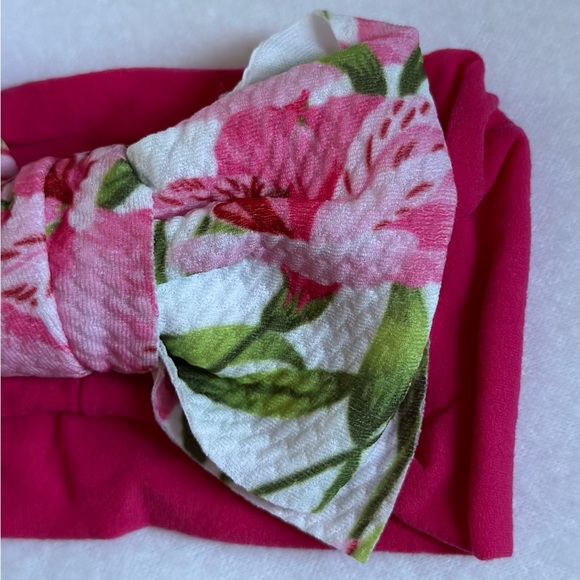Pink Floral Bohemian Bow Headband - Picture 2 of 4